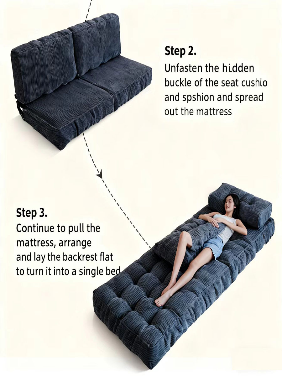 vacuum packed foldable fabric sofa bed for rental homes — cheap lazy couch for small spaces