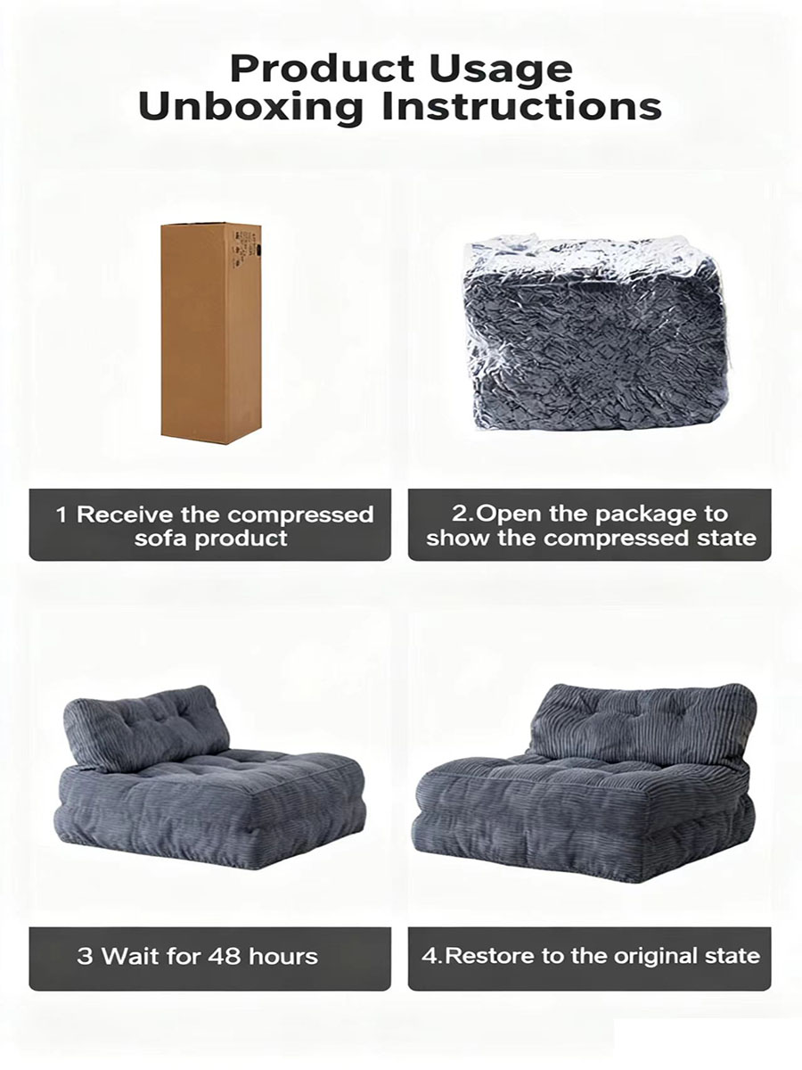 vacuum packed foldable fabric sofa bed for rental homes — cheap lazy couch for small spaces