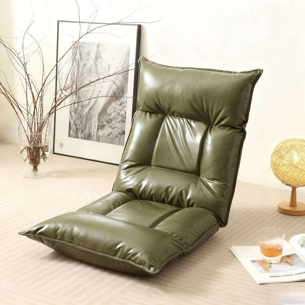 foldable tatami floor chair with backrest – japanese style lazy sofa seat for dorms, bedrooms & reading nooks