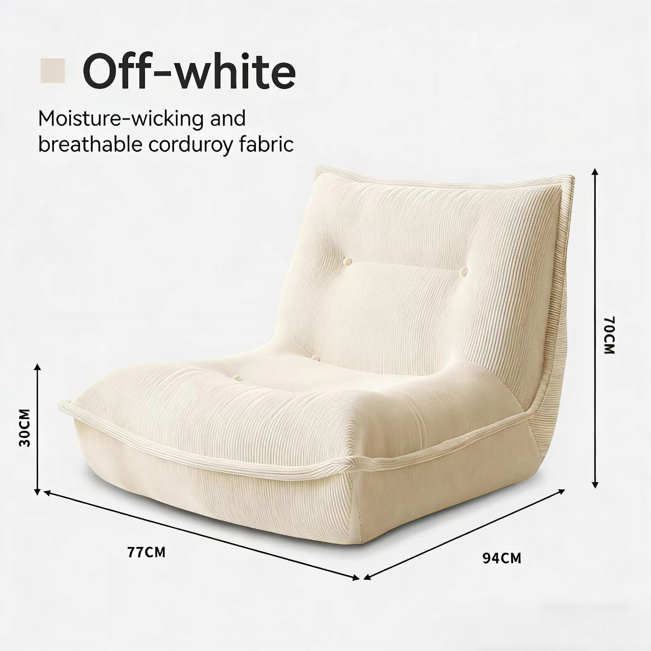 corduroy adjustable lounge sofa bed – compact single sleeper with headrest for living room & bedroom