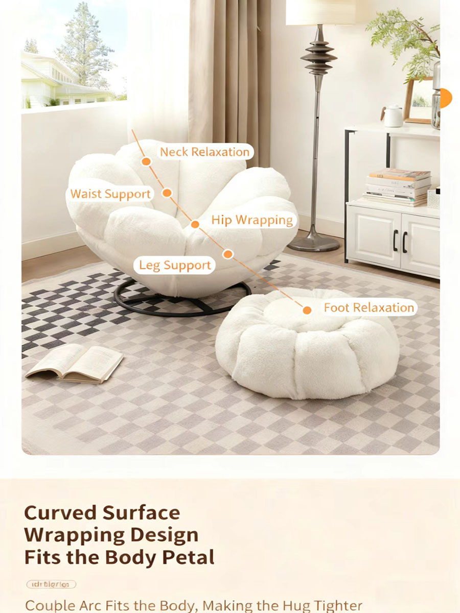 petal lounge chair – cozy swivel lazy sofa for living room & bedroom