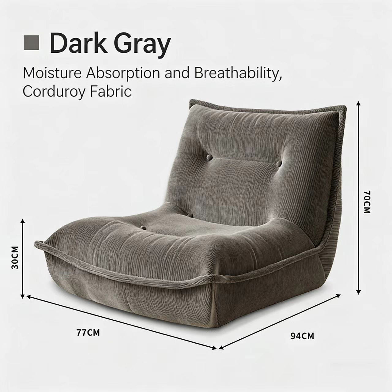 corduroy adjustable lounge sofa bed – compact single sleeper with headrest for living room & bedroom