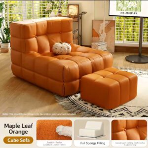 modern japanese style lazy sofa – waffle texture, cat scratch resistant, single leisure seat for living room & bedroom