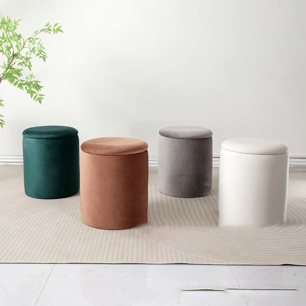 fabric storage ottoman stool – modern footrest & seating for living room