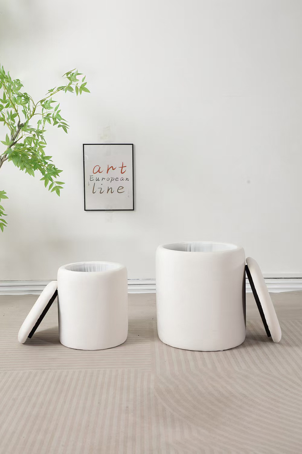 fabric storage ottoman stool – modern footrest & seating for living room