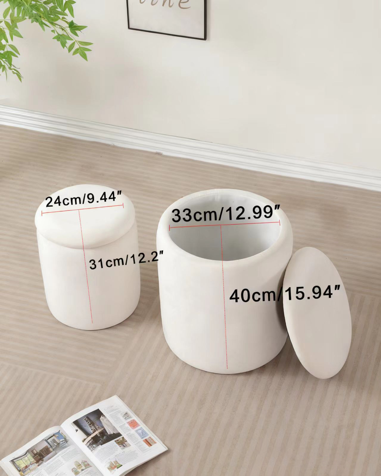 fabric storage ottoman stool – modern footrest & seating for living room