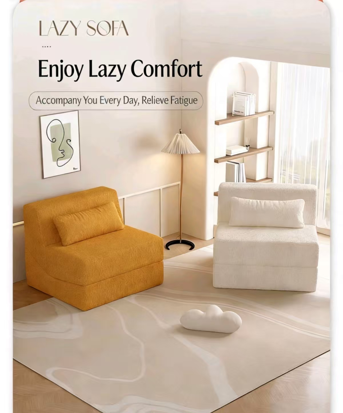 vacuum packed foldable foam lounge chair