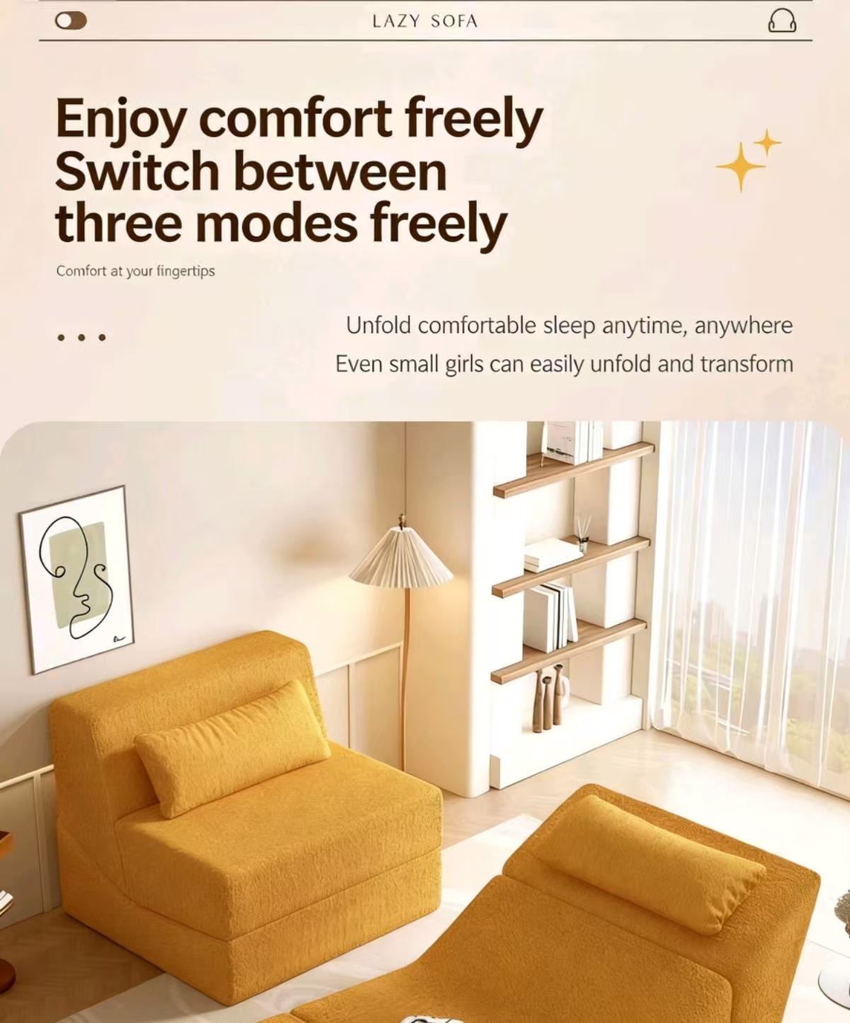 vacuum packed foldable foam lounge chair