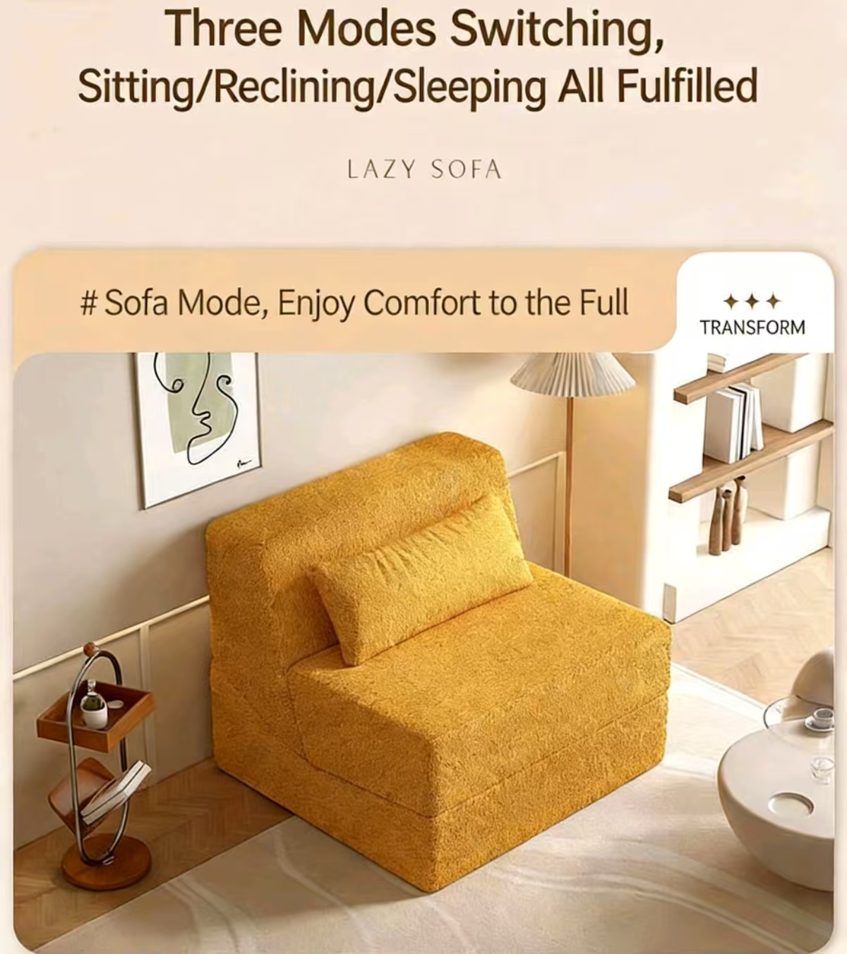 vacuum packed foldable foam lounge chair