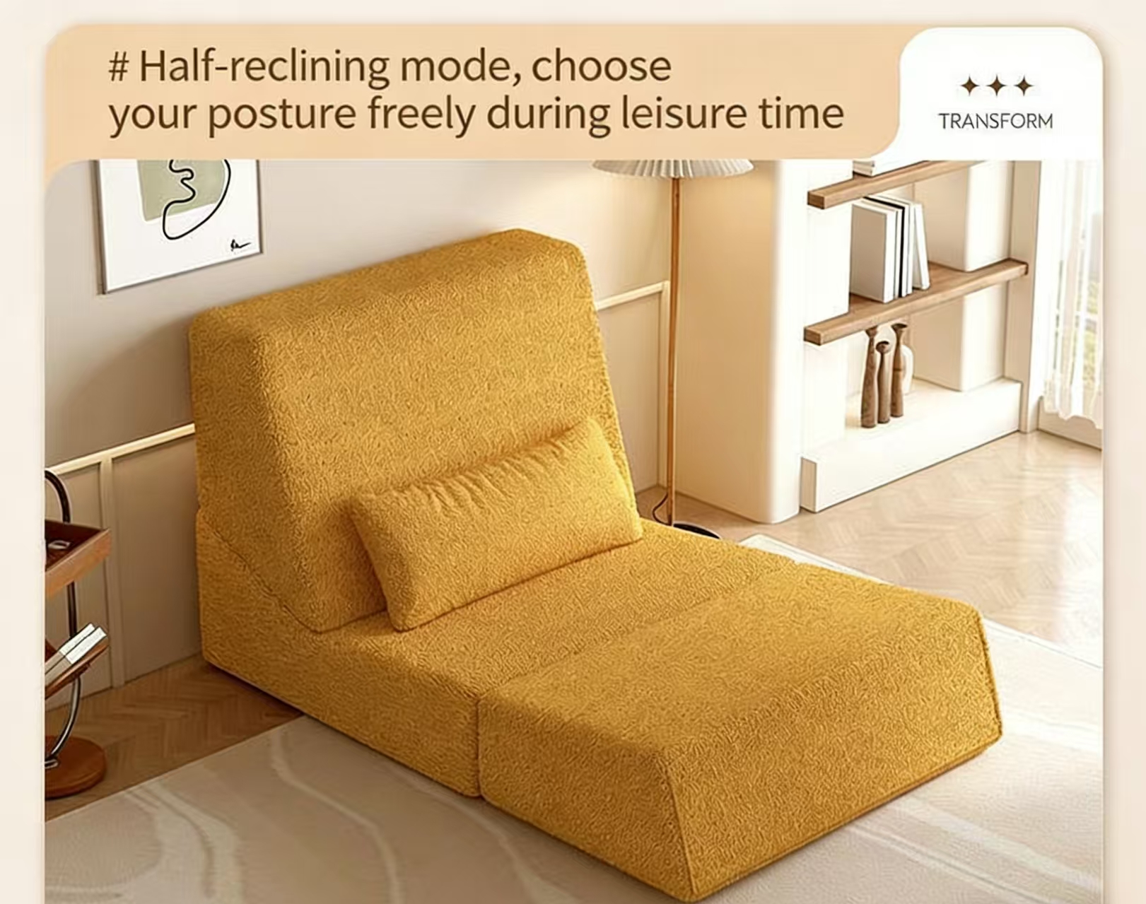 vacuum packed foldable foam lounge chair