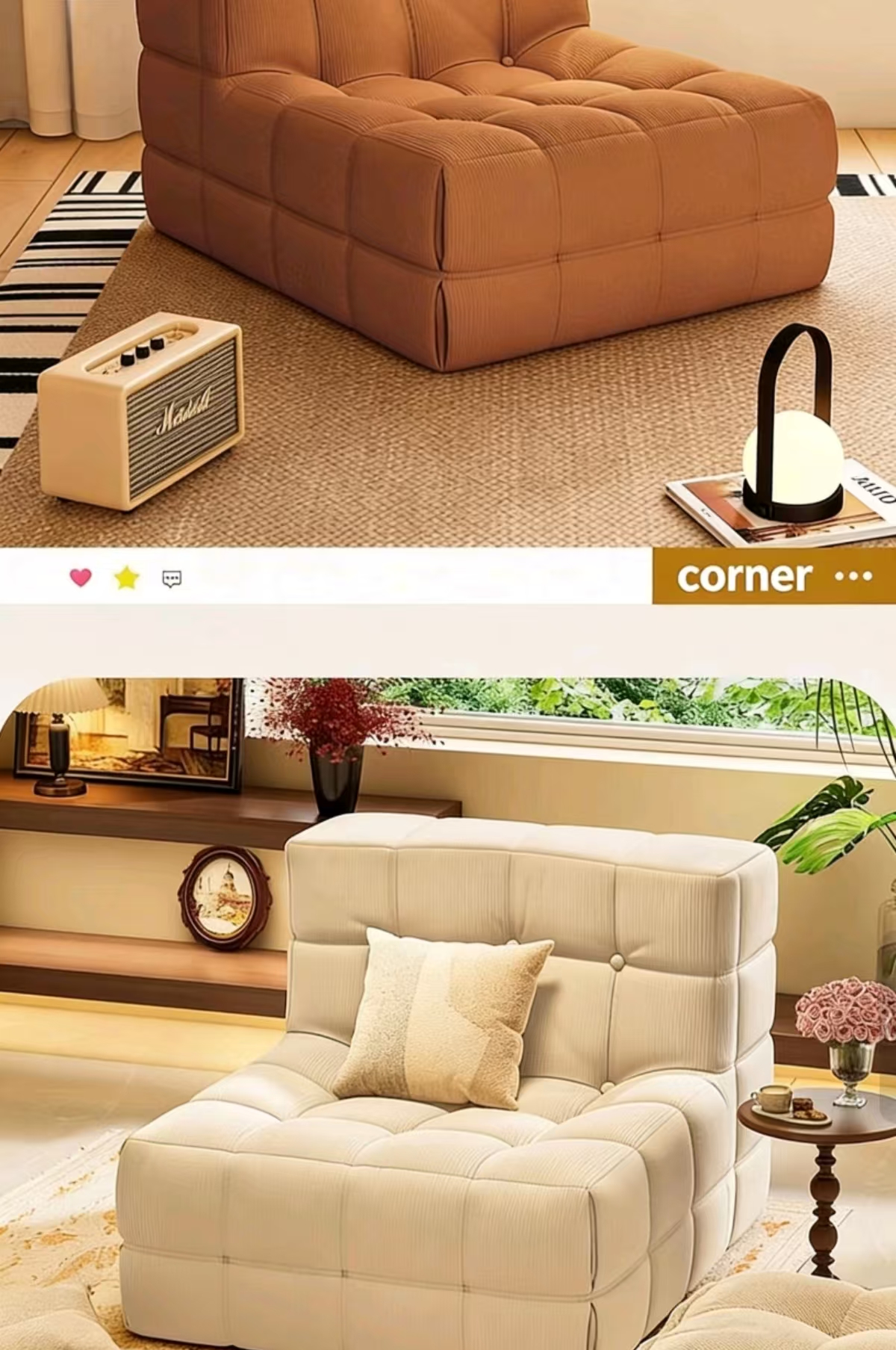 modern japanese style lazy sofa – waffle texture, cat scratch resistant, single leisure seat for living room & bedroom