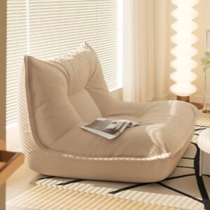 corduroy adjustable lounge sofa bed – compact single sleeper with headrest for living room & bedroom