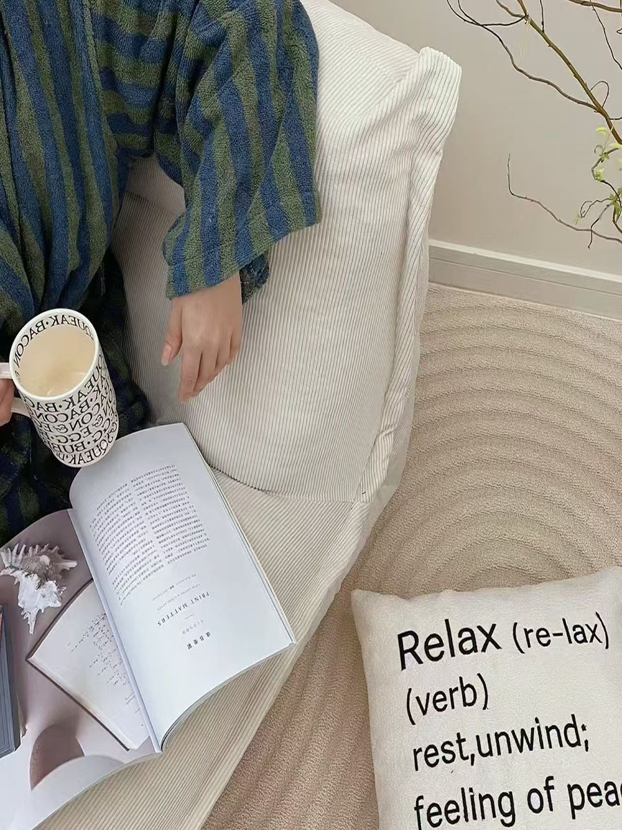 corduroy adjustable lounge sofa bed – compact single sleeper with headrest for living room & bedroom