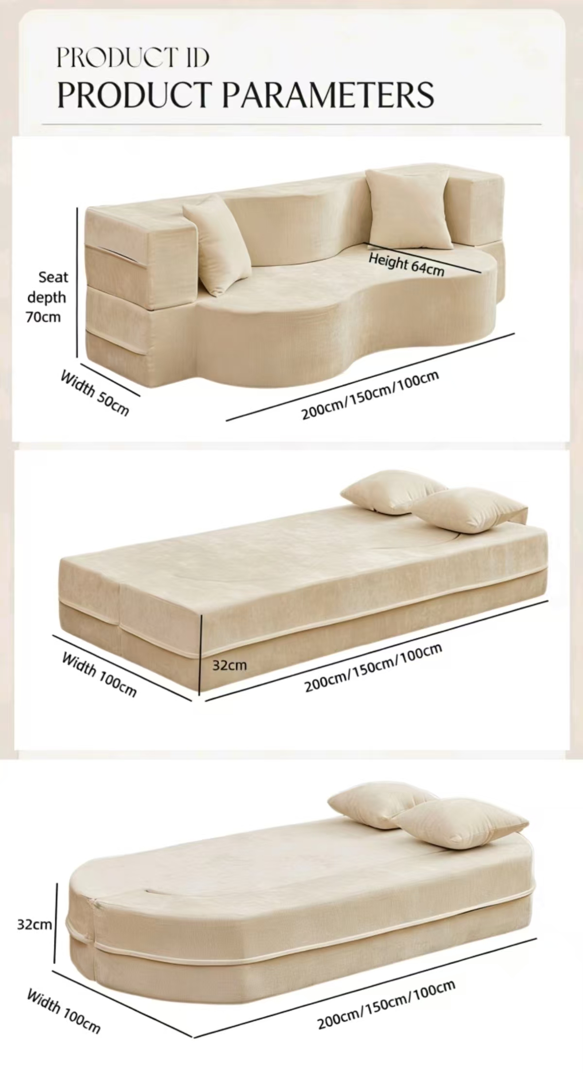 nordicfold™ vacuum packed all foam sofa – compact 2 seater lounge chair with easy storage & foldable design