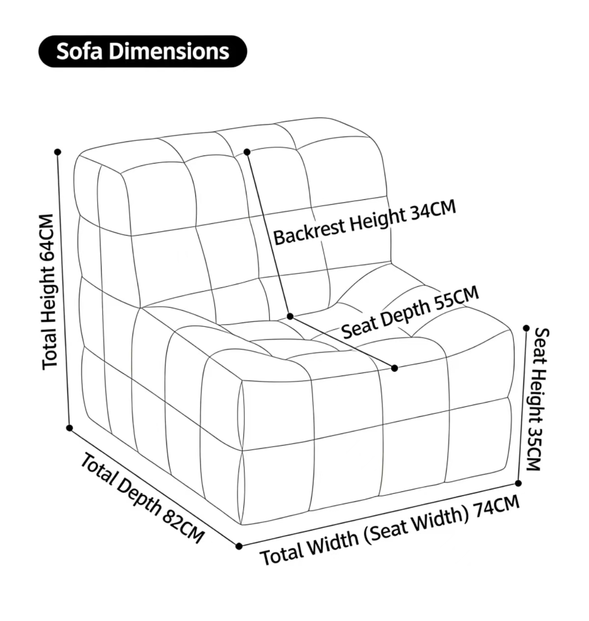 modern japanese style lazy sofa – waffle texture, cat scratch resistant, single leisure seat for living room & bedroom