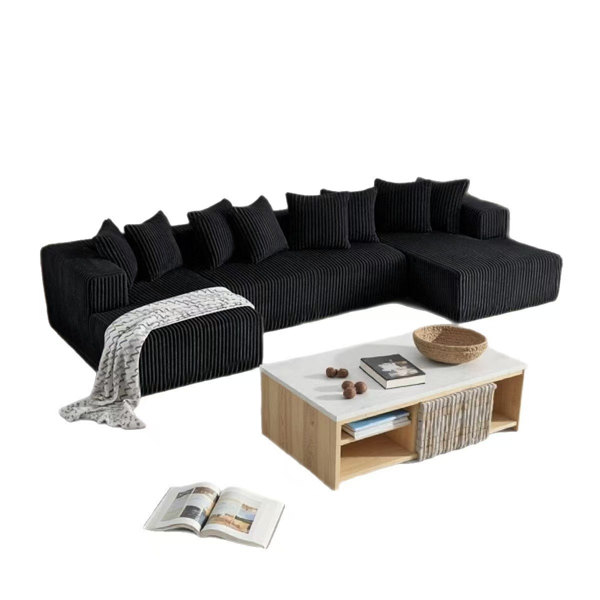 euroluxe u shape sofa – premium fabric three seater with chaise lounge