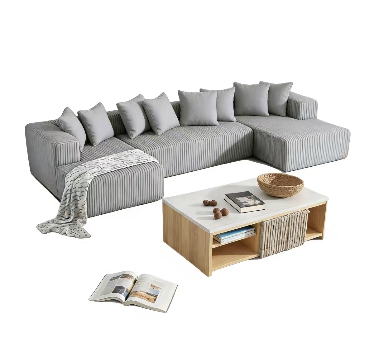 euroluxe u shape sofa – premium fabric three seater with chaise lounge