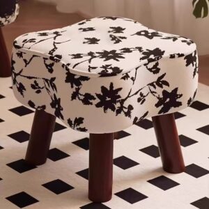 Vintage Wooden Footstool with Soft Cushion