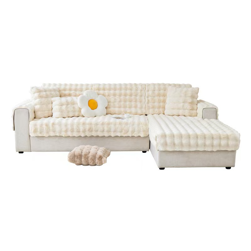 Plush Rabbit Fur Sofa Cover - Image 5