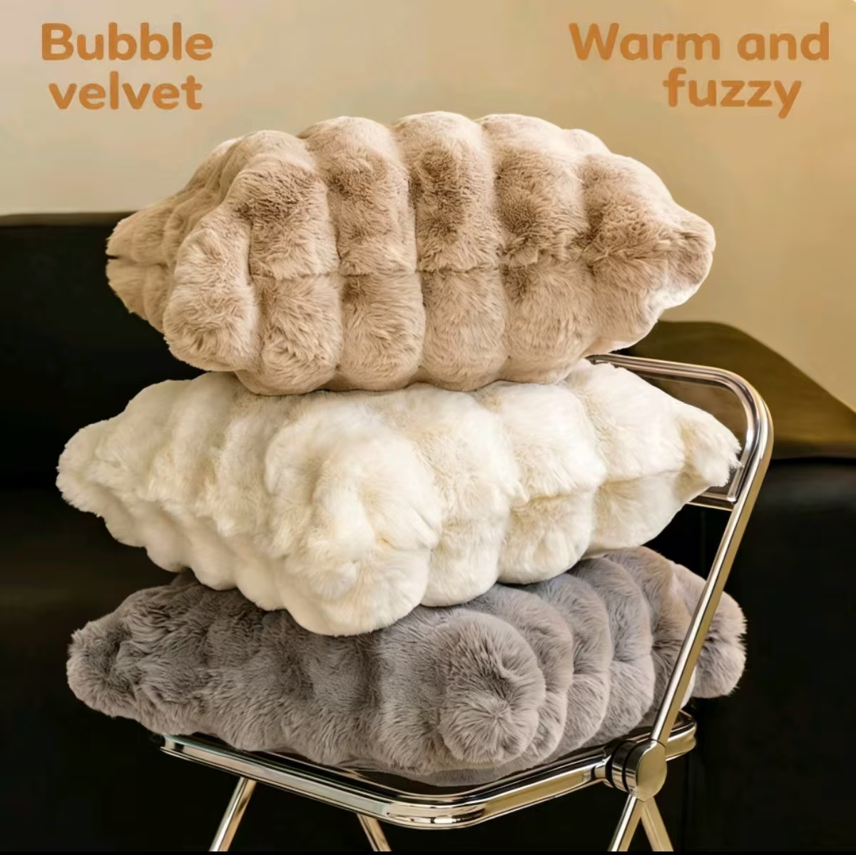 Rabbit Fur Sofa Cushion - Image 2